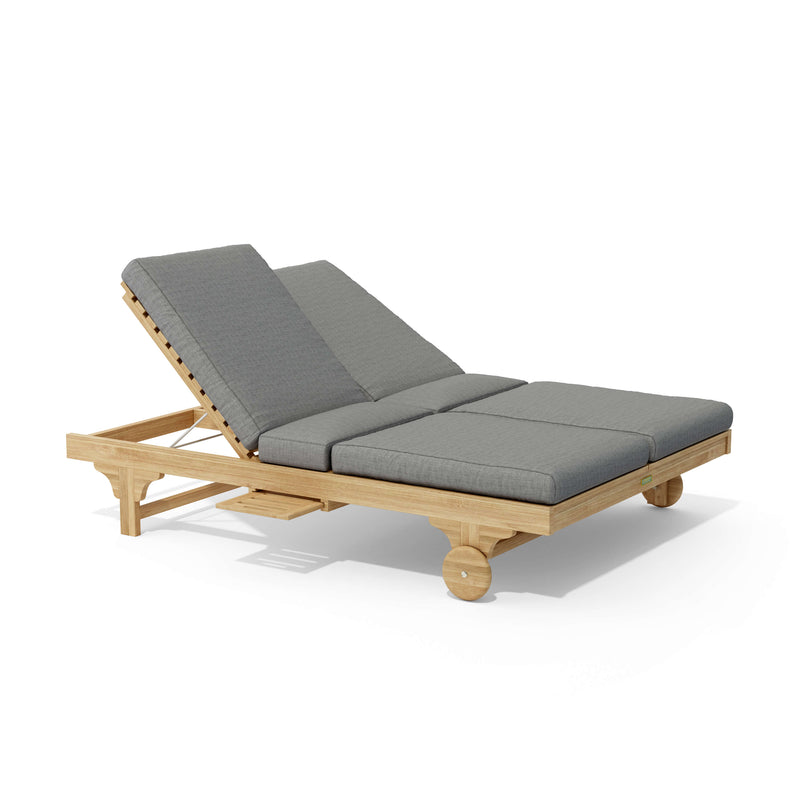 Bel air double sun lounger with cast slate cushions on a white background.  