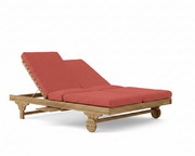 Bel air double sun lounger with henna cushions on a white background. 