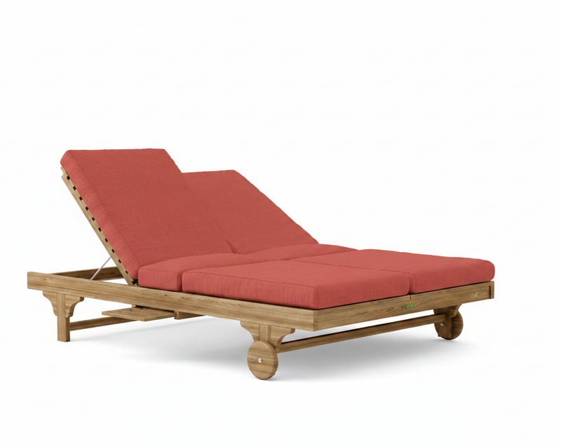 Bel air double sun lounger with henna cushions on a white background. 