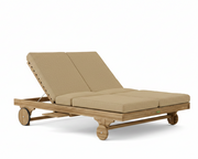 Bel air double sun lounger with linen sesame cushions on a white background.  