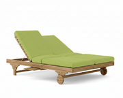 Bel air double sun lounger with macaw cushions on a white background.  
