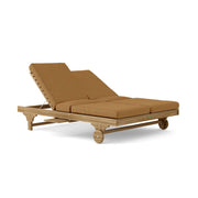 Bel air double sun lounger with teak cushions on a white background.