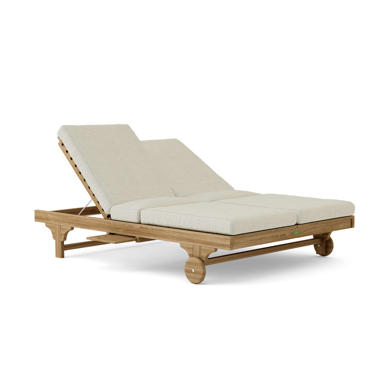 Bel Air double sun lounger with natural cushions on a white background.  