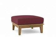 Teak Ottoman with Sunbrella Burgundy Cushion 