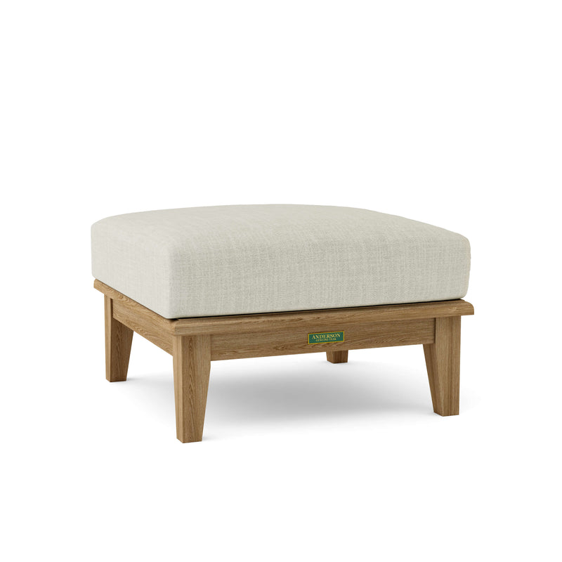 Teak Ottoman with Natural Sunbrella Cushion
