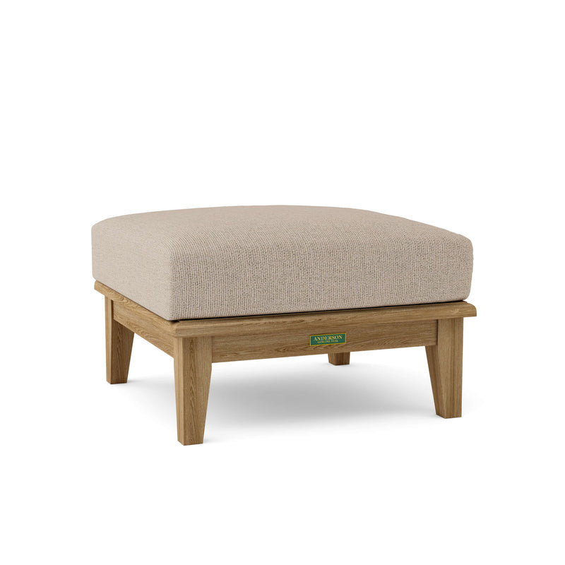Teak Ottoman with Sunbrella Cast Ash Cushion