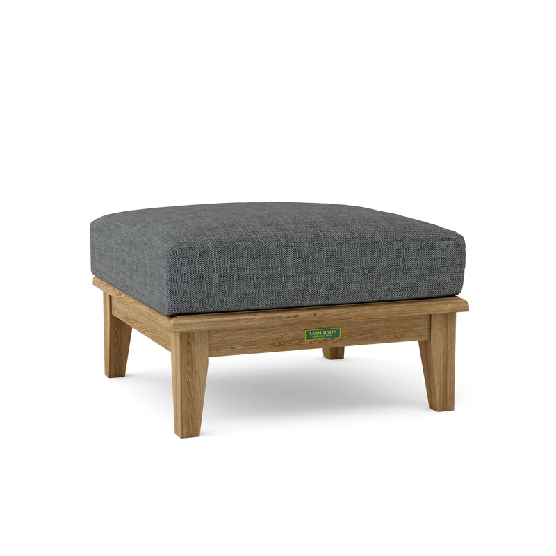 Teak Ottoman with Sunbrella Cast Charcoal Cushion 