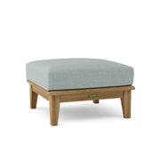 Teak Ottoman with Sunbrella Cast Mist Cushion 