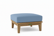 Teak Ottoman with Sunbrella Cast Ocean Cushion 