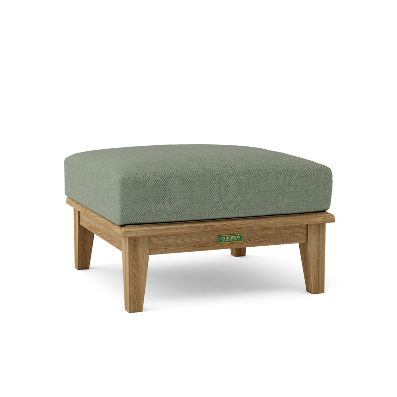 Teak Ottoman with Sunbrella Cast Sage Cushion 