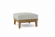Teak Ottoman with Sunbrella Cast Silver Cushion 