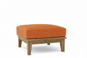 Teak Ottoman with Sunbrella Dupione Papaya Cushion 