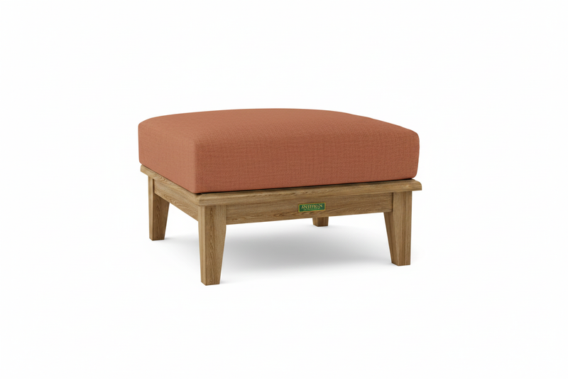 Teak Ottoman with Sunbrella Henna Cushiion