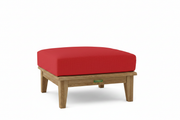 Teak Ottoman with Sunbrella Jockey Red Cushion 