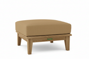 Teak Ottoman with Sunbrella Linen Sesame Cushion 