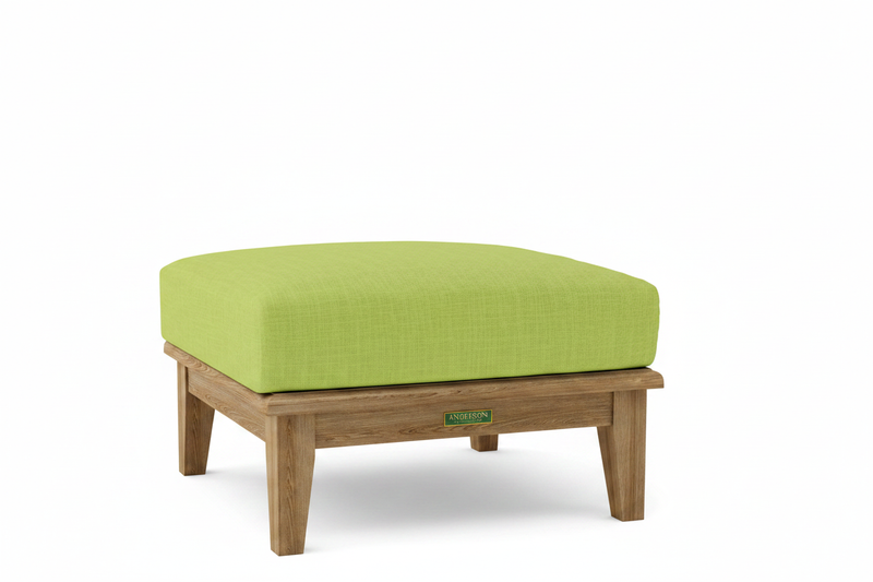 Teak Ottoman with Sunbrella Macaw Cushion 
