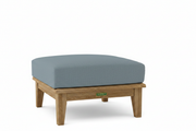 Teak Ottoman with Sunbrella Mineral Blue Cushion 