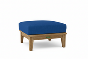 Teak Ottoman with Sunbrella Pacific Blue Ottoman