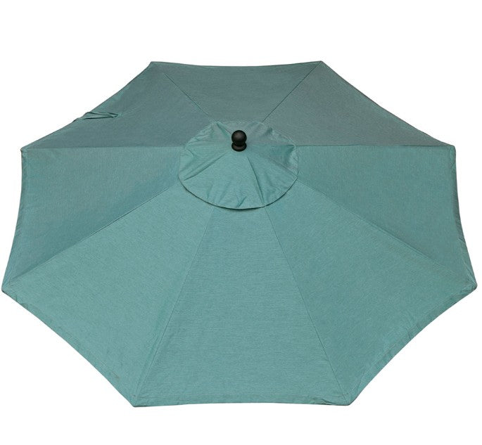 Teal patio umbrella on a white background