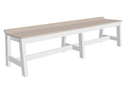A long wooden workbench with a white frame and a light oak-colored wooden top, shown on a plain white background.