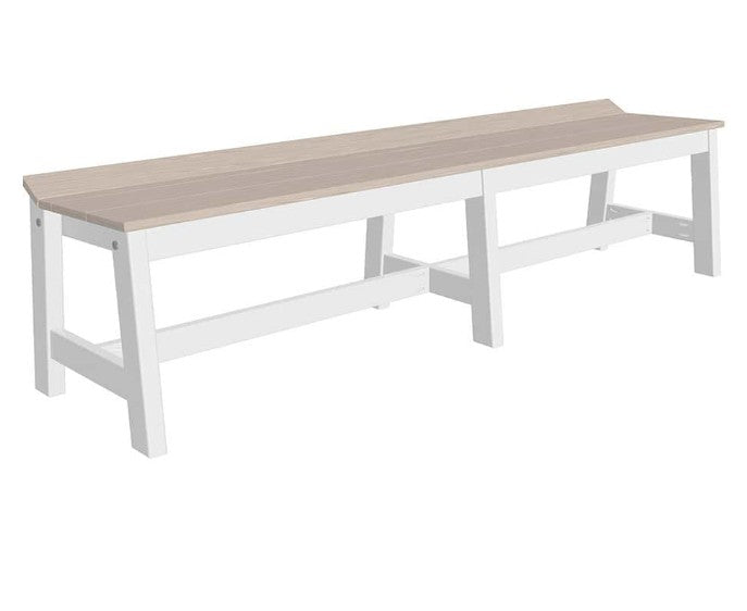 A long wooden workbench with a white frame and a light oak-colored wooden top, shown on a plain white background.