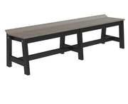A long rectangular bench with a dark charcoal gray wood-grain top and a black frame, shown on a plain white background.