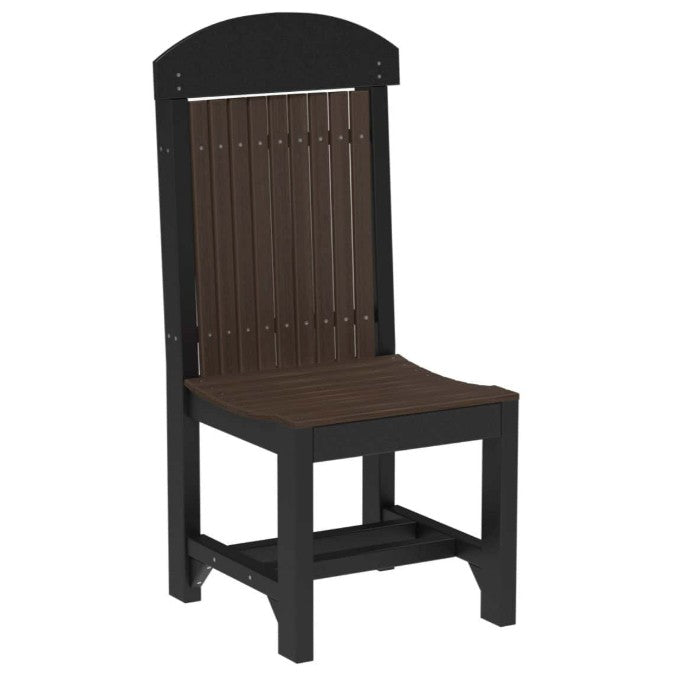 a black and brown dining chair on a white background