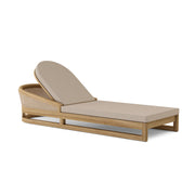 Catania teak lounge chair with cast ash cushions on a white background.  