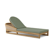 Catania teak lounge chair with cast sage cushions on a white background.  