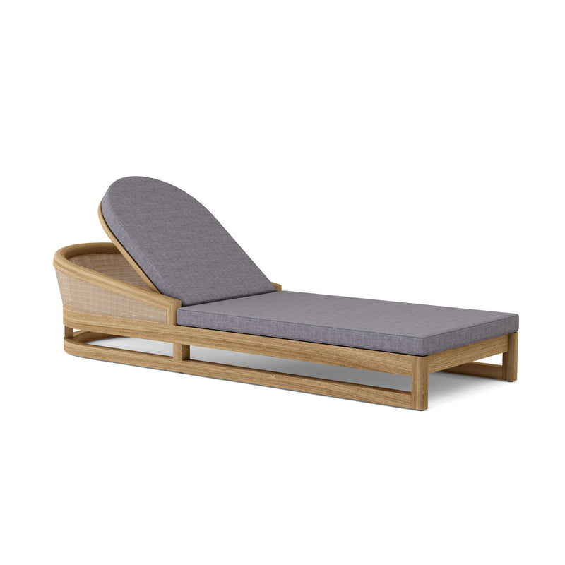 Catania teak lounge chair with cast slate cushions on a white background.