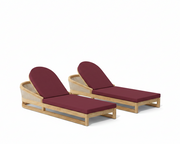Catania 2 piece sun lounger set with burgundy cushions on a white background.  