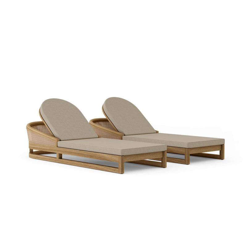 Catania 2 piece sun lounger set with cast ash cushions on a white background.