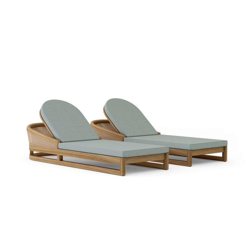 Catania 2 piece sun lounger set with cast mist cushions on a white background.  