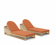 Catania 2 piece sun lounger set with Dupione Papaya cushions on a white background.  