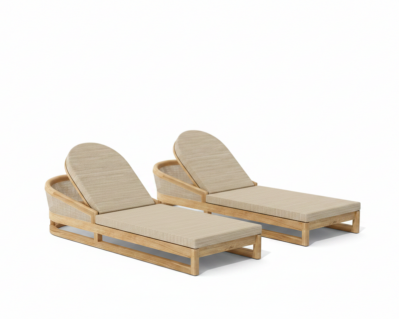 Catania 2 piece sun lounger set with dupione sand cushions on a white background.  