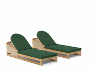 Catania 2 piece sun lounger set with forest green cushions on a white background.  
