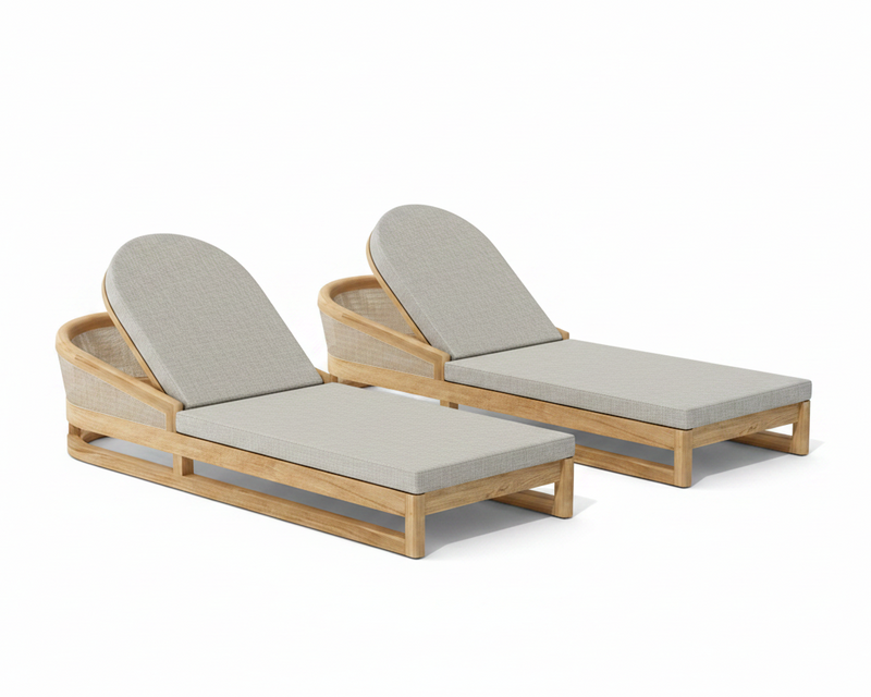 Catania 2 piece sun lounger set with granite cushions on a white background.  
