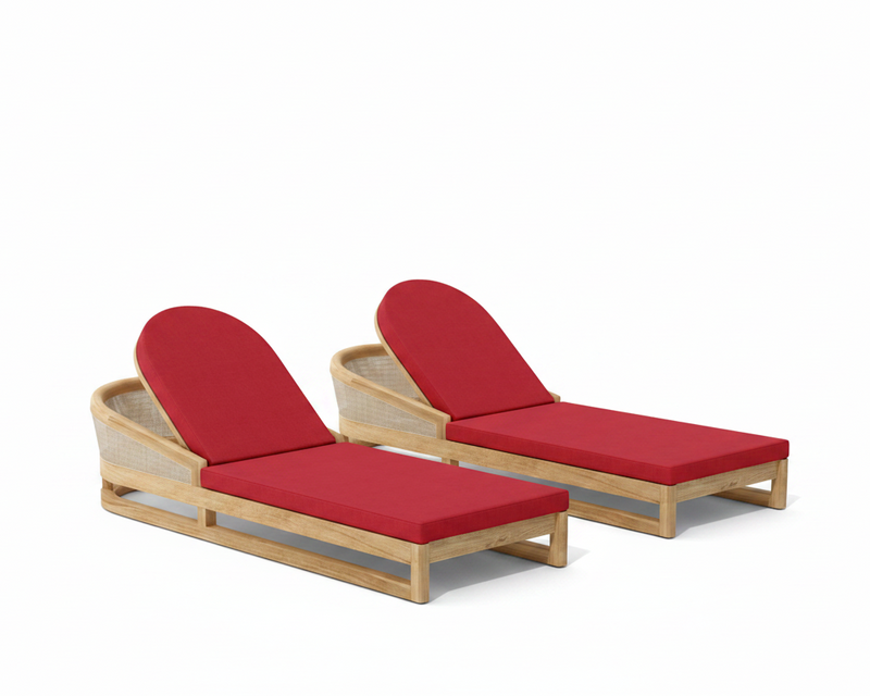 Catania 2 piece sun lounger set with jockey red cushions on a white background.  