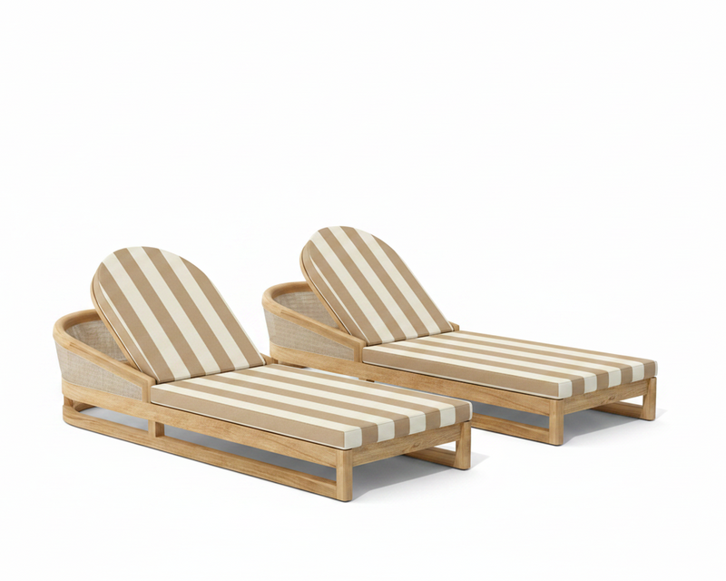 Catania 2-piece sun lounger set with maxim heather beige cushions on a white background.  