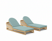 Catania 2 piece sun lounger set with mineral blue cushions on a white background.  