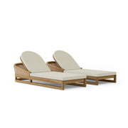 Catania 2 piece sun lounge set with natural cushions on a white background.