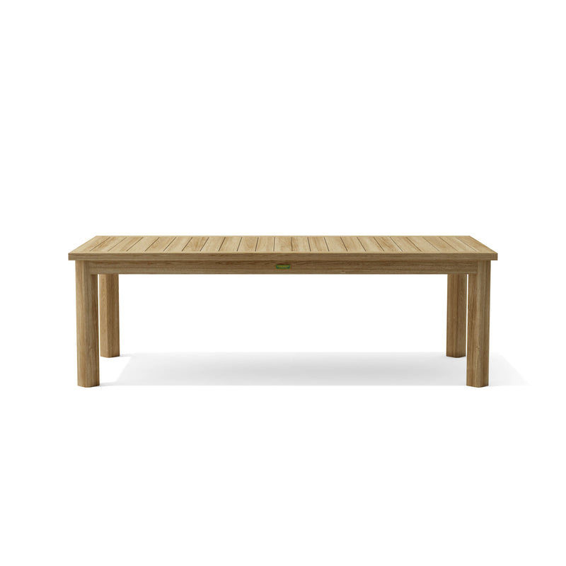 Anderson Teak Chelsea dining table front view on white background.  