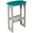 Bar stool with teal seat and gray frame on a white background