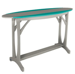 Table with gray base and blue accent strip on a white background