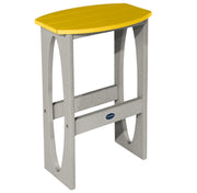Bar stool with yellow top and gray base on a white background