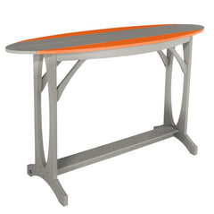 Table with orange top and gray base on a white background