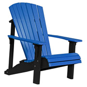 Blue and black Adirondack chair on a white background