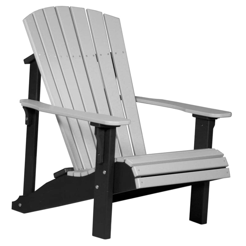 Gray and black Adirondack chair on a white background