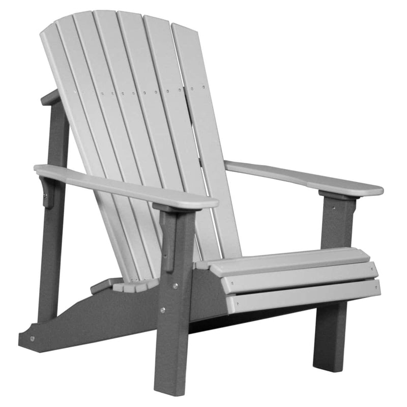 Gray and slate Adirondack chair on a white background