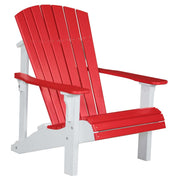 Red and white Adirondack chair on a white background